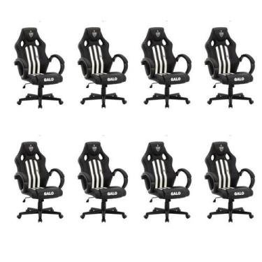 Imagem de Kit 8 Cadeiras Gamer Atlético Mineiro Cam 3316 Espresso Móveis Preta/b