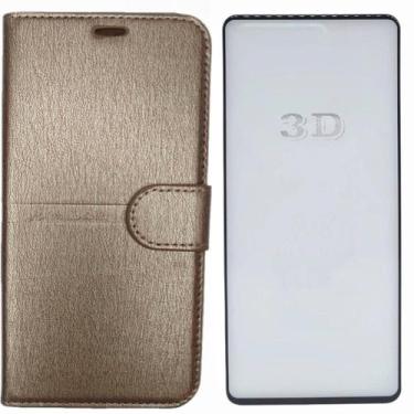 Imagem de Kit Capa Carteira Compatível c/ Samsung A14 + Película 3D - Dino Case,