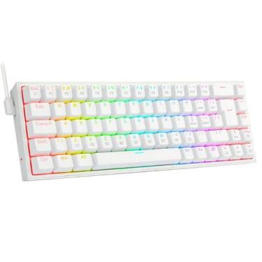 Imagem de Teclado Mecânico Redragon Castor RGB Branco Switch Marrom USB 66% ABNT