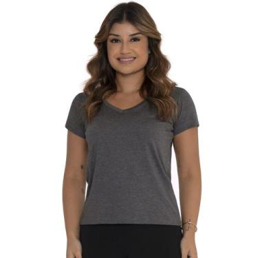 Imagem de Blusa Feminina Elegante Verão Academia Gola V Manga Curta Viscolycra B