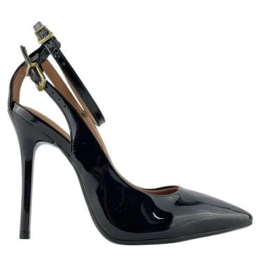 Imagem de Sapato Vizzano Feminino Scarpin Com Duas Tiras Em Verniz, Preto, 36