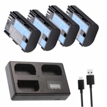 Imagem de Kit 4 Baterias MemoryTec LPE6NH PRO Carregador Triplo compatível com C