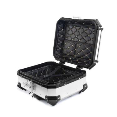 Imagem de Bau de Moto Traseiro 22 Litros Universal Aliminio Anti-roubo Prata - T
