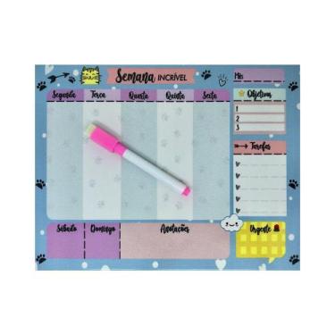 Imagem de Quadro Lousa Magnética Planner Semanal - Gatinho - Médio - J B Criaçõe