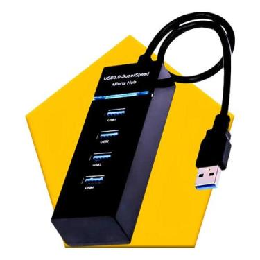 Imagem de Hub Adaptador Usb 3.0 4 Portas Alta Velocidade Régua Extensão Para Pc 