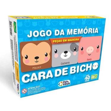 Imagem de Jogo da Memória Cara de Bicho 40 Peças Madeira - 138255 - Pais e Filho
