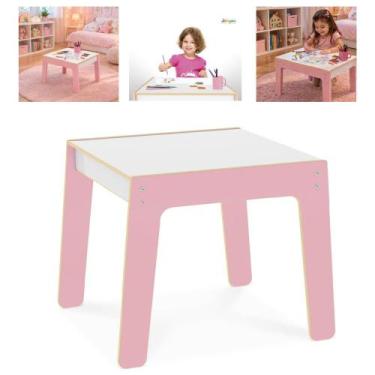 Imagem de Mesa infantil madeira mesinha criança rosa mdf menina escolar brinqued