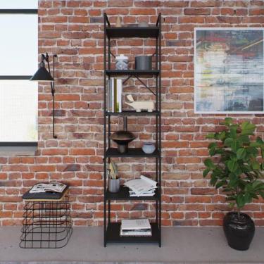 Imagem de Estante Alta com 6 Prateleiras 185x45x33cm Yon Preto - Metalig