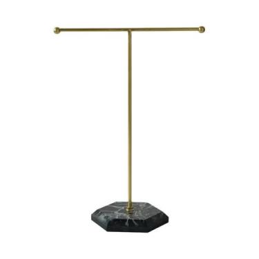 Imagem de Suporte De Exibição De Joias Em Forma De T Dourado Para Brincos, Anéis