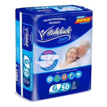 Imagem de Fralda Geriátrica Tamanho G Vitalidade Senior Adulto c/ 50 U - Congrat