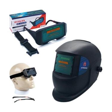 Imagem de Kit Máscara Solda Tonalidade Fixa Din 11 Profissional Elétrica + Óculo