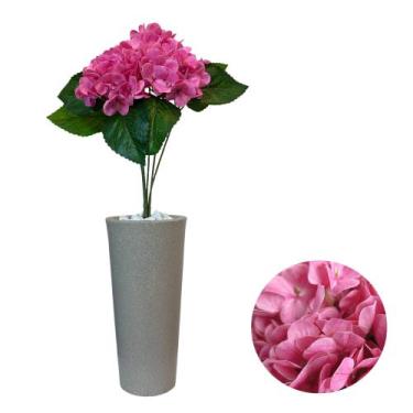 Imagem de Buquê Hortencia Flor Artificial Premium Vaso Cone 60cm Mesa - Intcomer