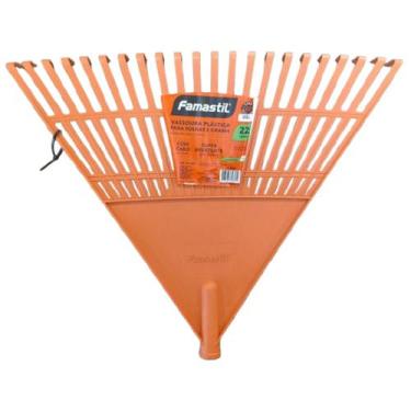 Imagem de Vassoura Plástica Jardim Famastil 22 Dentes Laranja Flexível