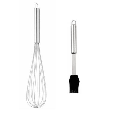 Imagem de Batedor Ovos Fouet Grande Inox Pincel Culinário Silicone Preto - casa 