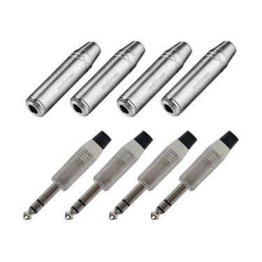 Imagem de KIT 4 Conector P10 Stereo Macho SA2X e 4 Conector P10 Stereo Femea ROX