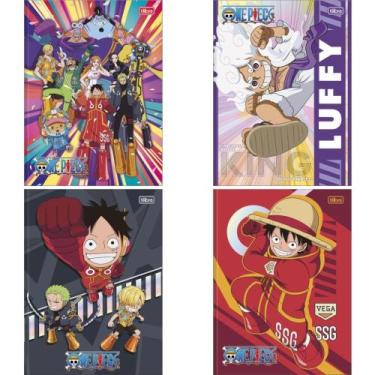 Imagem de Caderno Brochurão Capa Dura ONE Piece 80 Folhas Pacote com 05 - Tilibr