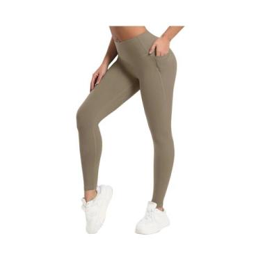 Imagem de Leggings Femininas Skinny De Fitness Com Bolsos, Calças Casuais Para E