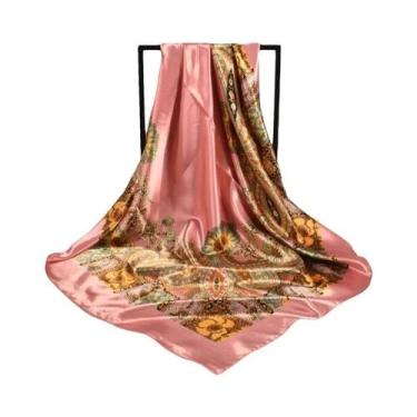 Imagem de Lenço De Seda Grande Com Estampa Vintage Versátil Para Primavera, Lenç