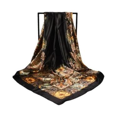 Imagem de Lenço De Seda Grande Com Estampa Vintage Versátil Para Primavera, Lenç