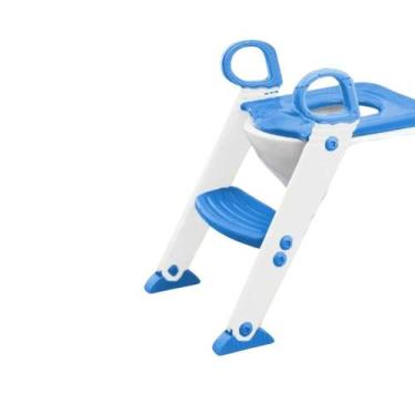 Imagem de Assento Redutor Infantil Com Escada Ajustável Azul Dobrável - TOYS & T