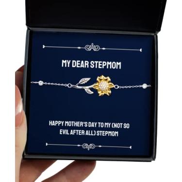Imagem de SpreadPassion Presentes extravagantes de madrasta, feliz dia das mães para meu (não tão mal depois de todos), madrasta, pulseira de girassol da Son Daughter
