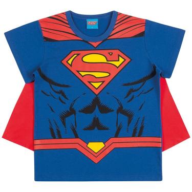 Imagem de Camiseta Infantil com Capa Super Homem Liga da Justiça