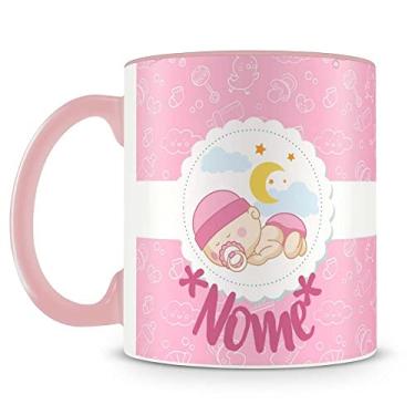 Imagem de Caneca Personalizada Batizado Rosa (foto e Nome)