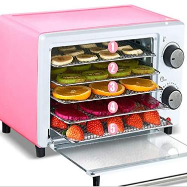 Imagem de Desidratador de alimentos pequeno, pode ser sincronizado, secador de frutas, rosa, painel de vidro temperado de 5 camadas, pré-aquecimento à prova de explosão, temperatura ajustável para cozinha comercial e doméstica