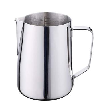 Imagem de Jarra de espumante de leite Joytata de aço inoxidável com medição dupla, perfeita para latte, máquina de expresso, cappuccino - jarra de espumador de leite em aço inoxidável 18/8