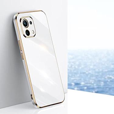 Imagem de Capa de telefone de moldura quadrada chapeamento para xiaomi mi 11 lite 5g n para xiomi 11lite 4g 11i mi11 i para xiaomi11 capa de silicone ultra macia, zb branco, para mi 11 pro
