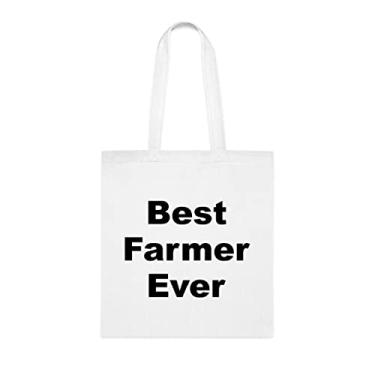 Imagem de Bolsa Tote Farmer, Best Farmer Ever Bag, presente de fazendeiro, presente para fazendeiro, bolsa de ombro de fazendeiro, bolsas reutilizáveis, ideia de de Natal, Branco