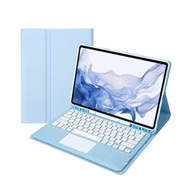 Imagem de For Samsung Tab S8+/S8 Plus/S7 FE / S7 Plus Keyboard Case- Touchpad Detachable Keyboard with S Pen Holder Cover for 12.4 inch Galaxy Tab S8 Plus 2022/ S7 FE 2021/ S7+ 2020 Tablet (Azul+toque)
