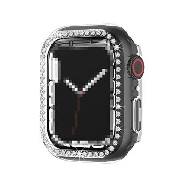 Imagem de Compatível com Apple Watch Case Series 7 6 5 4 3 2 1 SE para Iwatch 38 40 41 42 44 45 MM Fashion Luxuoso Brilhante Diamante PC Capa Protetora (41 MM, Transparente B)