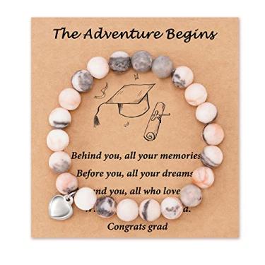 Imagem de HGDEER Presentes de formatura de pedra natural 2024 para mulheres/meninas com cartão de mensagem, adequado como presente para irmã amiga, filha, neta, sobrinha, 7 inch, Aço inoxidável, Sem pedras