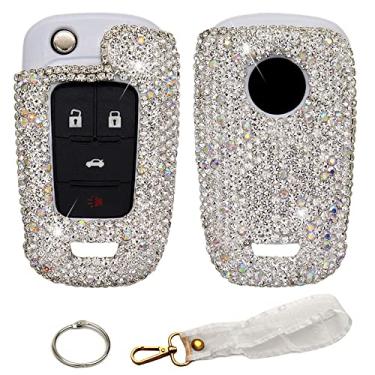 Imagem de Ornater Capa Bling Key Fob compatível com Chevrolet Chevy Equinox Sonic, GMC Terrain, Buick Lacrosse Encore Luxo Cristal Brilhante Strass Diamante Capa Protetora