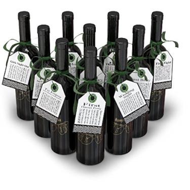 Imagem de Etiquetas de garrafa de vinho para presente de marcos de casamento ~ Presentes de casamento ~ Presentes de primeiro casamento ~ Presente de noiva e festa de noivado ~ Marque e personalize uma garrafa de vinho individual para alguém especial