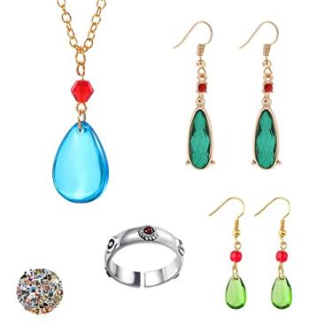 Imagem de HJYZY Howl's Moving Castle Conjunto de joias brincos de gota anime cosplay acessórios de fantasia com adesivos 14 peças, Metal, Zircão