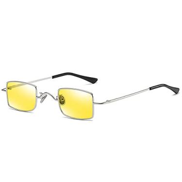 Imagem de Óculos de Sol Retangular Pequeno Masculino Feminino Retro Metal Simples Óculos de Sol Moda de Rua Elegante Tons Masculino Feminino Gafas de Sol, 8, Tamanho Único