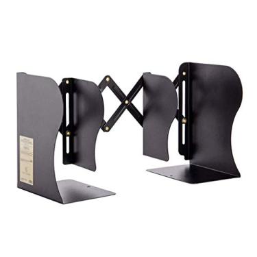 Imagem de KIZQYN Estante de livros simples vertical de ferro forjado estante retrátil ajustável suporte de livro dobrável estante (cor: preto)