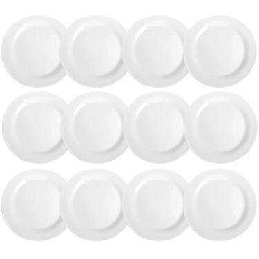Imagem de Jogo 12 Pratos Rasos 24cm Opaline Menu Nadir Figueiredo em Vidro Temperado Branco