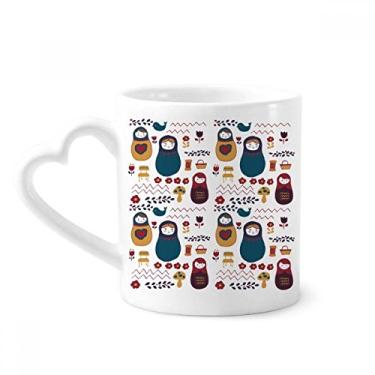 Imagem de Pôster de flores de bonecas da Rússia russa Matryoshka caneca de café cerâmica copo de coração de vidro