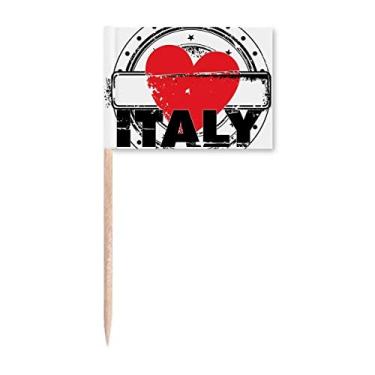 Imagem de I Love Italy Palavra Amor Coração Forma Círculo Palito de Dentes Marcador Topper Decoração de Festa