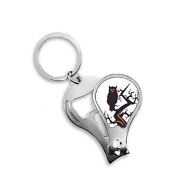 Imagem de Coruja com olhos de árvore Dia das Bruxas cortador de unha abridor chaveiro tesoura