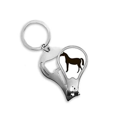 Imagem de Cortador de unhas Black Horse Animal Retrato Cortador Abridor Chaveiro Tesoura