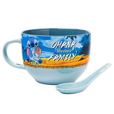 Imagem de Silver Buffalo Stitch and Scrump Ohana Means Family Conjunto de colheres de caneca de sopa de cerâmica, 680 g