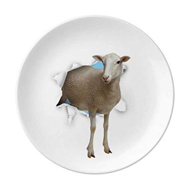 Imagem de Animal Paper Break Shocks Prato decorativo de porcelana para ovelhas