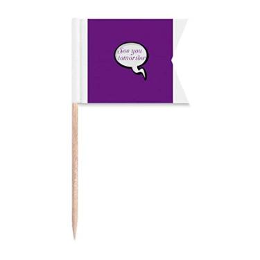 Imagem de Marcadores de palito de dente separados para conversar em idiomas para festas, bolos, comidas e placa de queijos