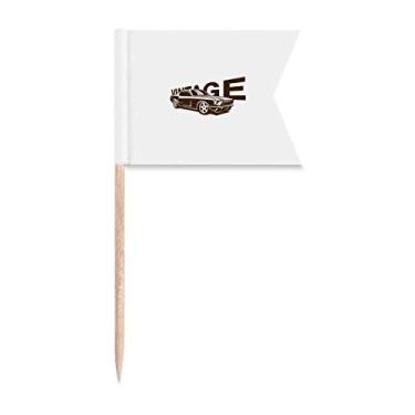 Imagem de Bandeiras de palito de dente modernas estilo veículo clássico marcadoras para bolo de festa, prato de queijo