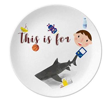 Imagem de Prato de porcelana Shadow Shark Ocean Prato de jantar redondo masculino