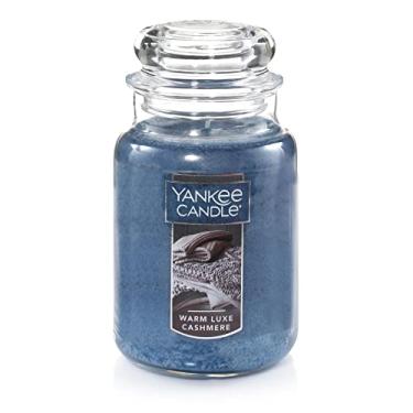Imagem de Yankee Candle Vela de aromaterapia de pavio único com aroma de caxemira de luxo quente, clássica de 623 g, mais de 110 horas de tempo de queima, cera de grau de parafina de qualidade, pavio alisado à